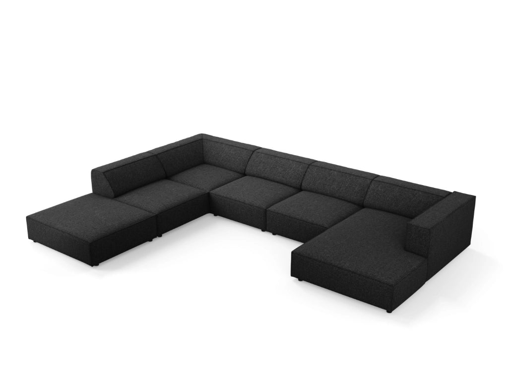 Cosmopolitan Design - Divano panoramico sinistro "Arendal" 7 posti in ciniglia nero 