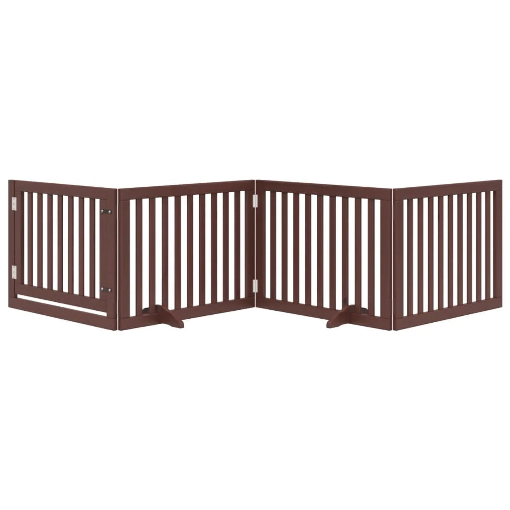 Cancelletto di sicurezza per cani con porta in legno di pioppo marrone a 4 pannelli 02_0023301