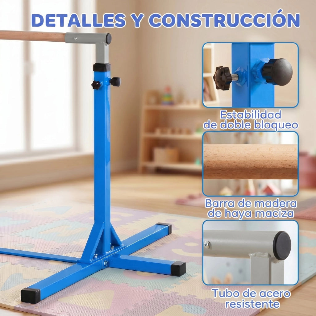 Sbarra Ginnastica Bambini Regolabile 92-150 cm ¨C Zephmum ¨C 194x121x150 cm Blu