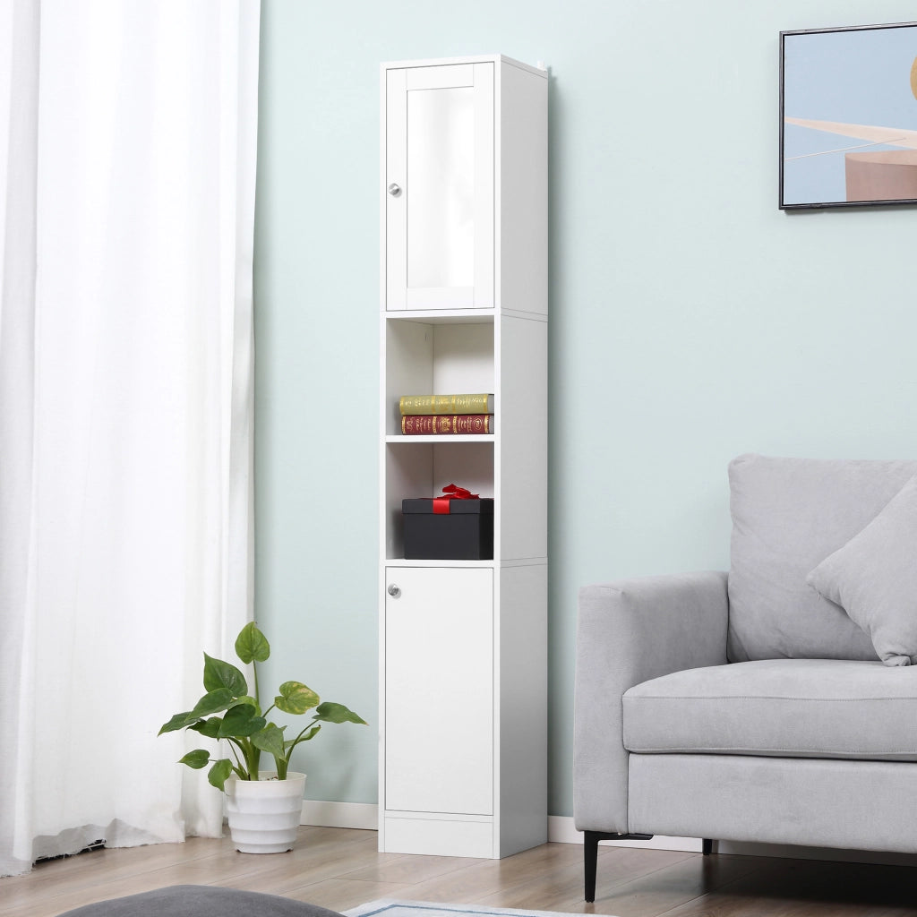 Armadio Bagno con Specchio ¨C zephmum ¨C Bianco Legno 30x28x180 cm