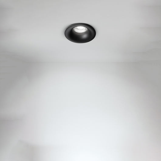 Faretto Incasso Tondo Moderno Oasis Alluminio Nero 1 Luce Gu10