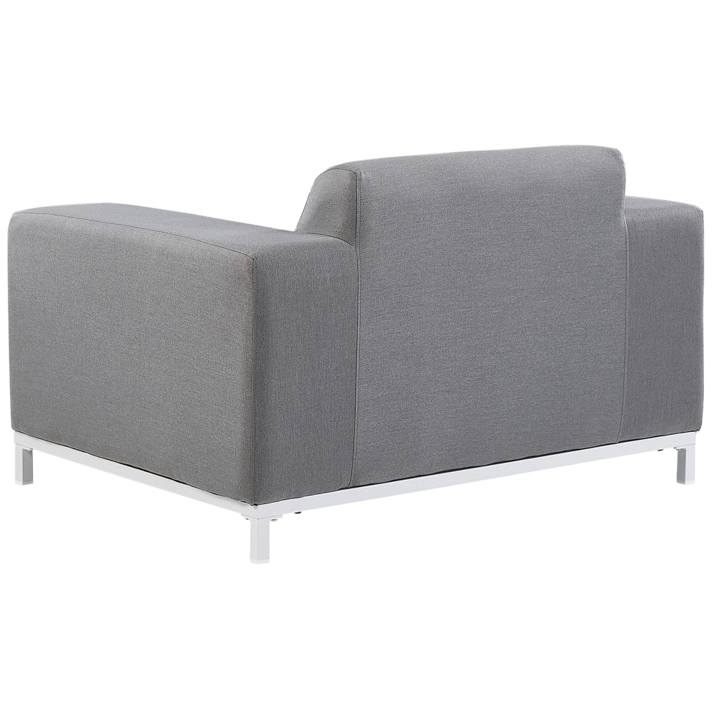 Set di 2 Poltrone in Tessuto Grigio Struttura Bianca per Interni ed Esterni Moderno
