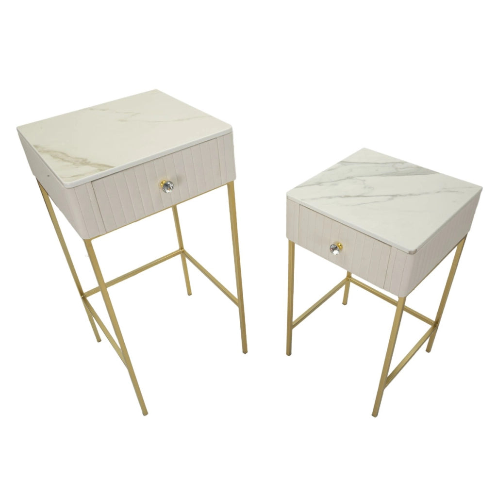 Set di Tavolini VKH771, Beige, Legno, 45x45x90 cm