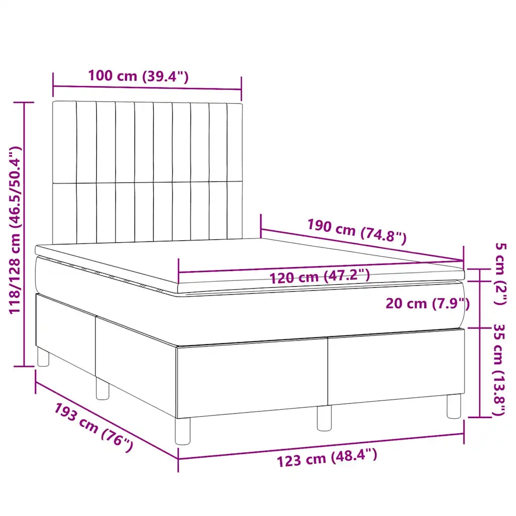 Letto a Molle con Materasso e LED Nero 120x190 cm in Tessuto 3270262