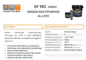 Grasso al litio faren GF 502-125ml resiste all'acqua-lubrificante x automezzi