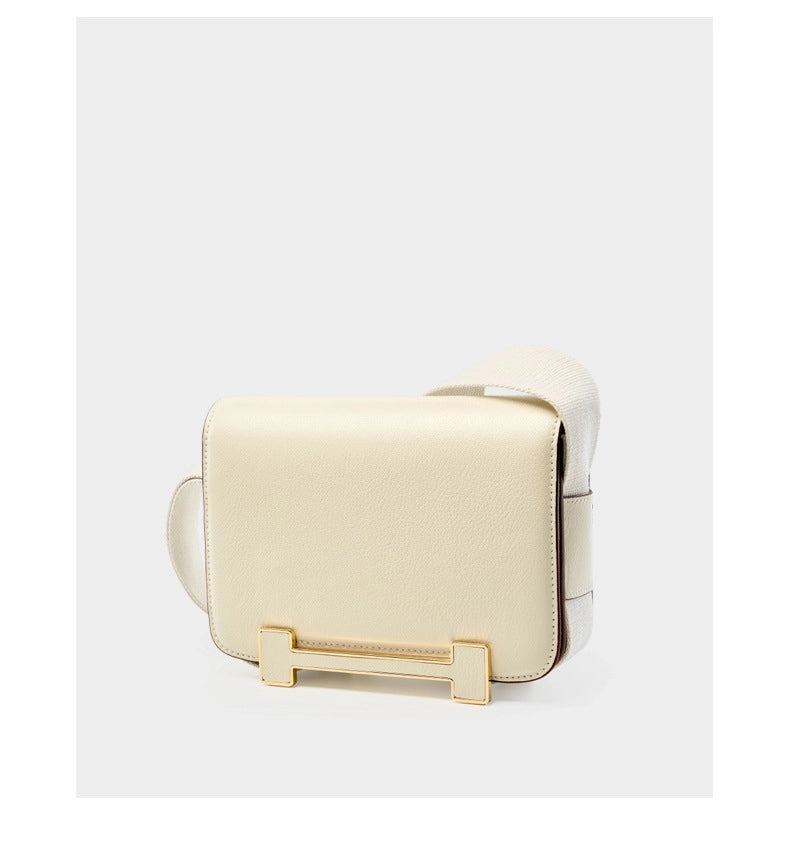 Borsa da donna in vera pelle, borsa a tracolla piccola quadrata, bianca