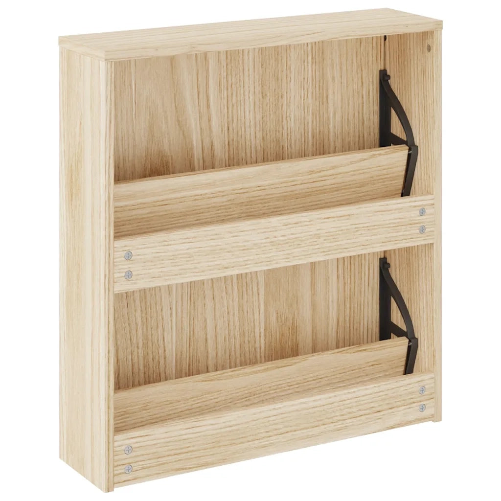 Scarpiera con 2 Ripiani e Specchio Colore Rovere 63x17x67 cm cod mxl 50668