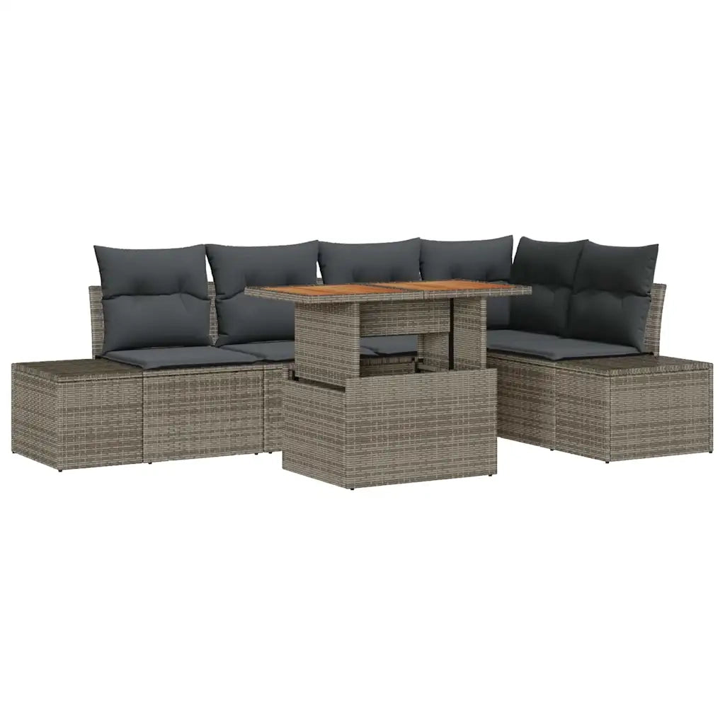 Set Divano da Giardino 6 pcs Grigio Poly Rattan 3358701