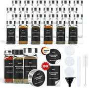 Set di contenitori per erbe quadrati - lotto da 24 pezzi - contenitori per erbe in vetro 120 ml - etichette idrorepellenti - contenitore per cucina - contenitori per erbe quadrati