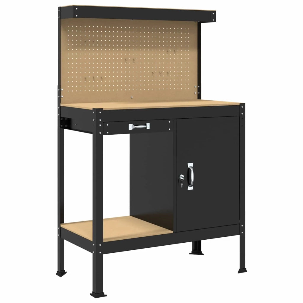 Banco da lavoro con cassetto con blocco Nero 90 x 49 x 141 cm