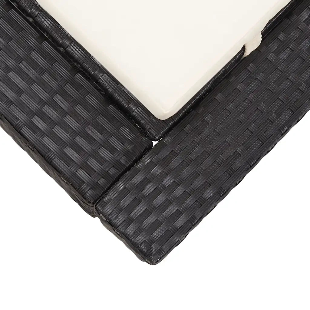 Lettino Prendisole a 2 Posti con Cuscino Nero in Polyrattan 46238
