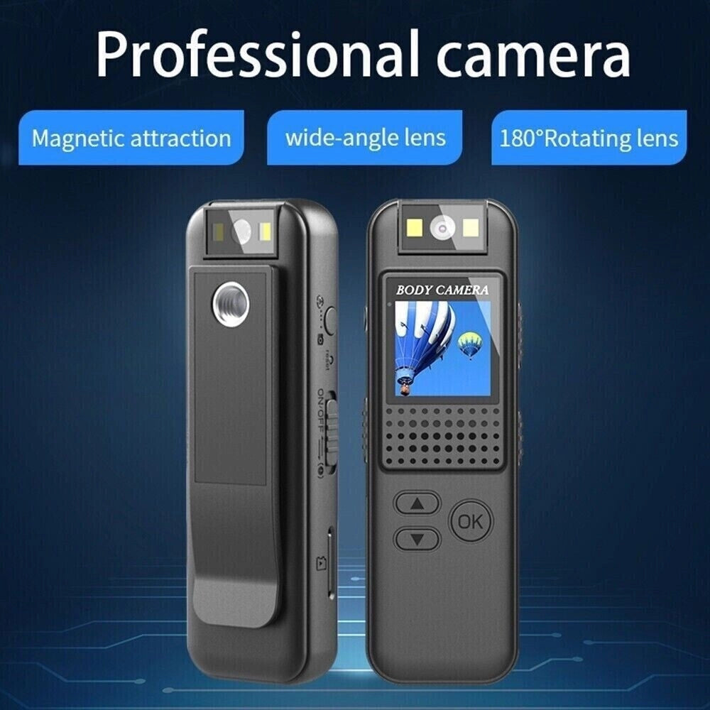 Trade Shop - Mini Telecamera Spia Lcd Con Lente Girevole Con Visione Notturna Bodycam Full Hd -