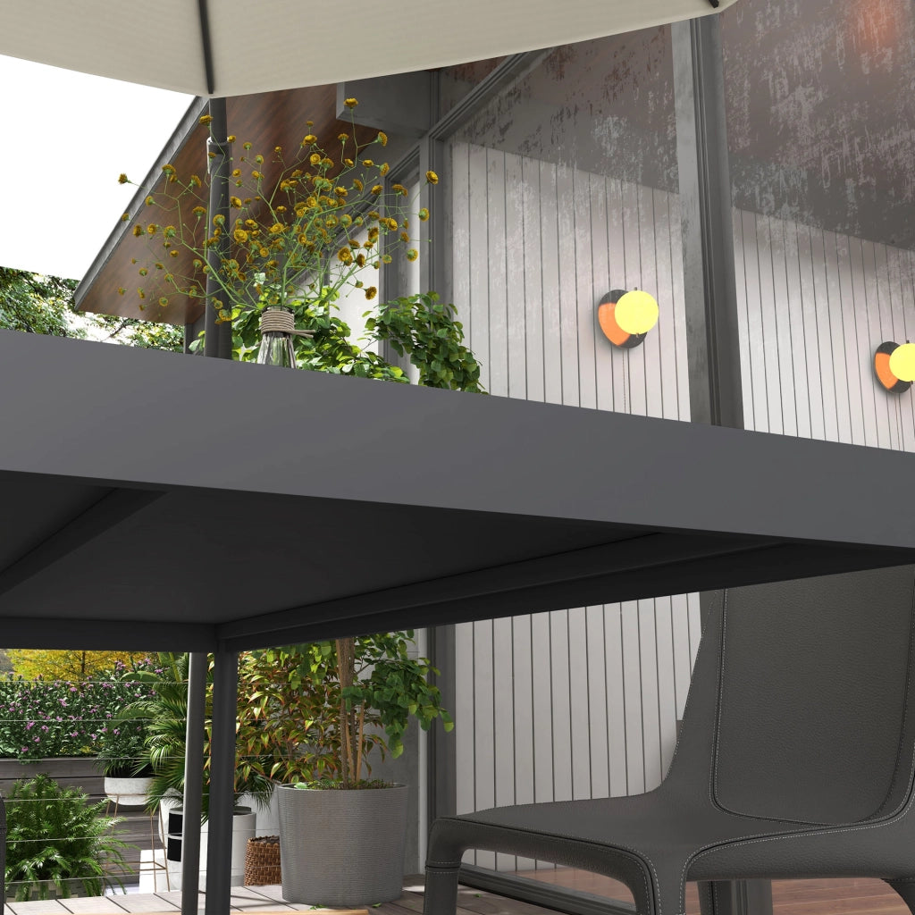 Tavolo da Giardino a Doghe per 6 Persone in Acciaio e Alluminio, 145x90x74 cm, Grigio Scuro