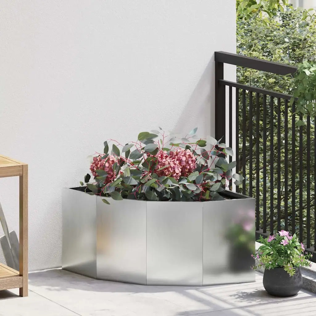 Fioriere | Cassetta per fiori | Vaso d'angolo Argento 60 x 60 x 35 cm Acciaio zincato