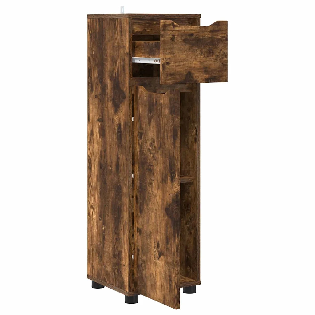 Mobile da Bagno | Armadio da bagno con cassetto Rovere fum¨¦ 30,5 x 30 x 101 cm