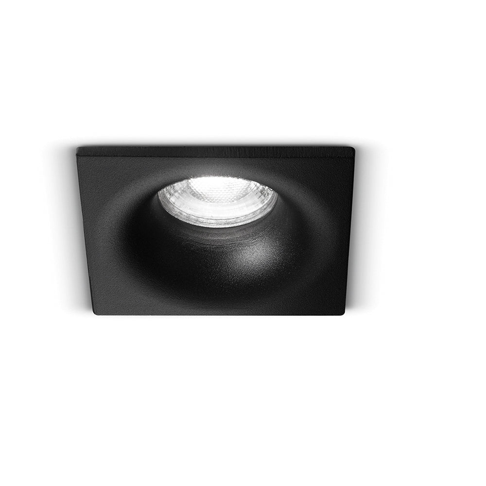 Faretto Quadrato Incasso Moderno Oasis Alluminio Nero 1 Luce Gu10