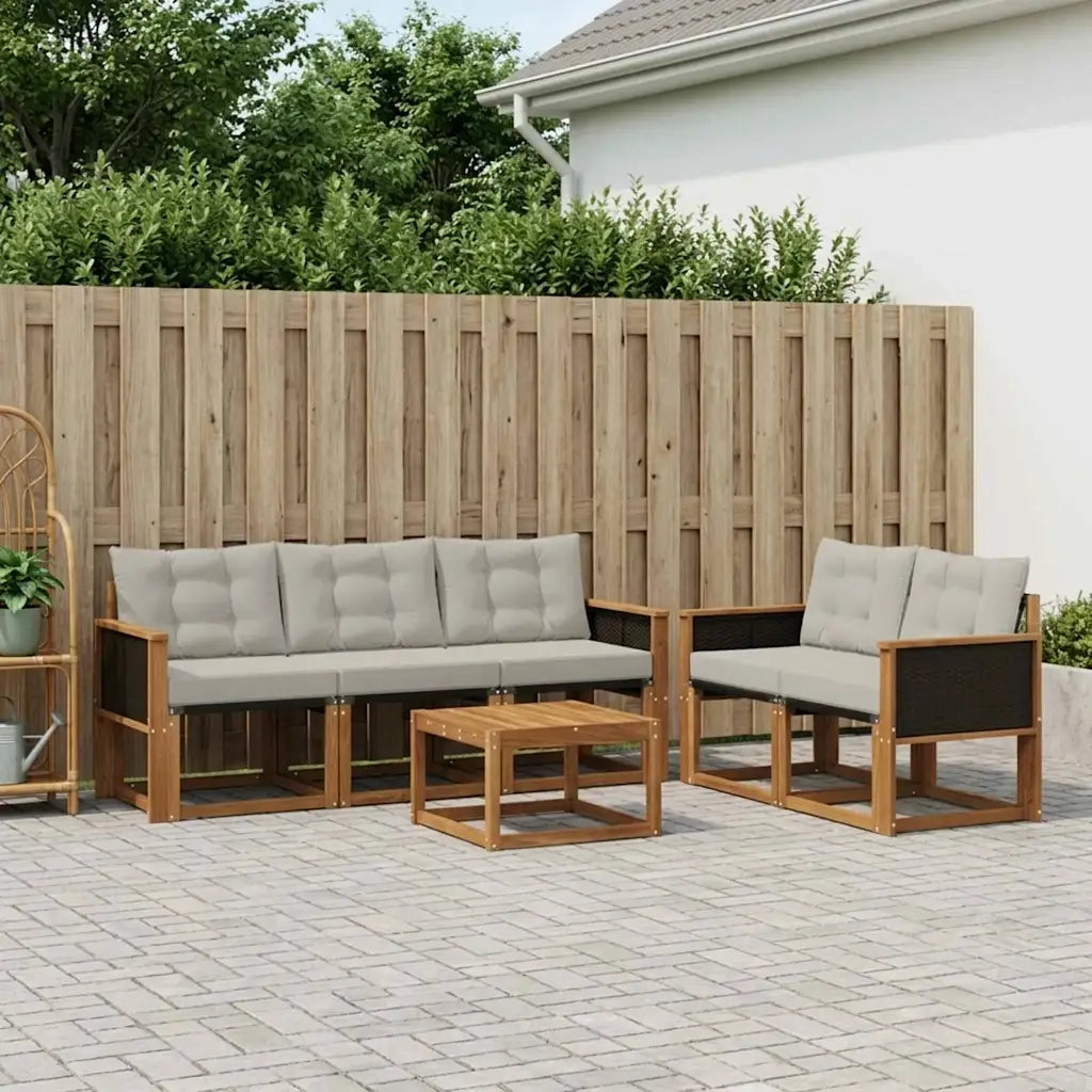 Set di divani da esterno 6 pcs Naturale e Grigio Chiaro 3381767