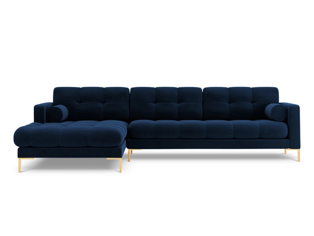 Cosmopolitan Design - Divano angolare sinistro "Bali" 5 posti in velluto blu reale 