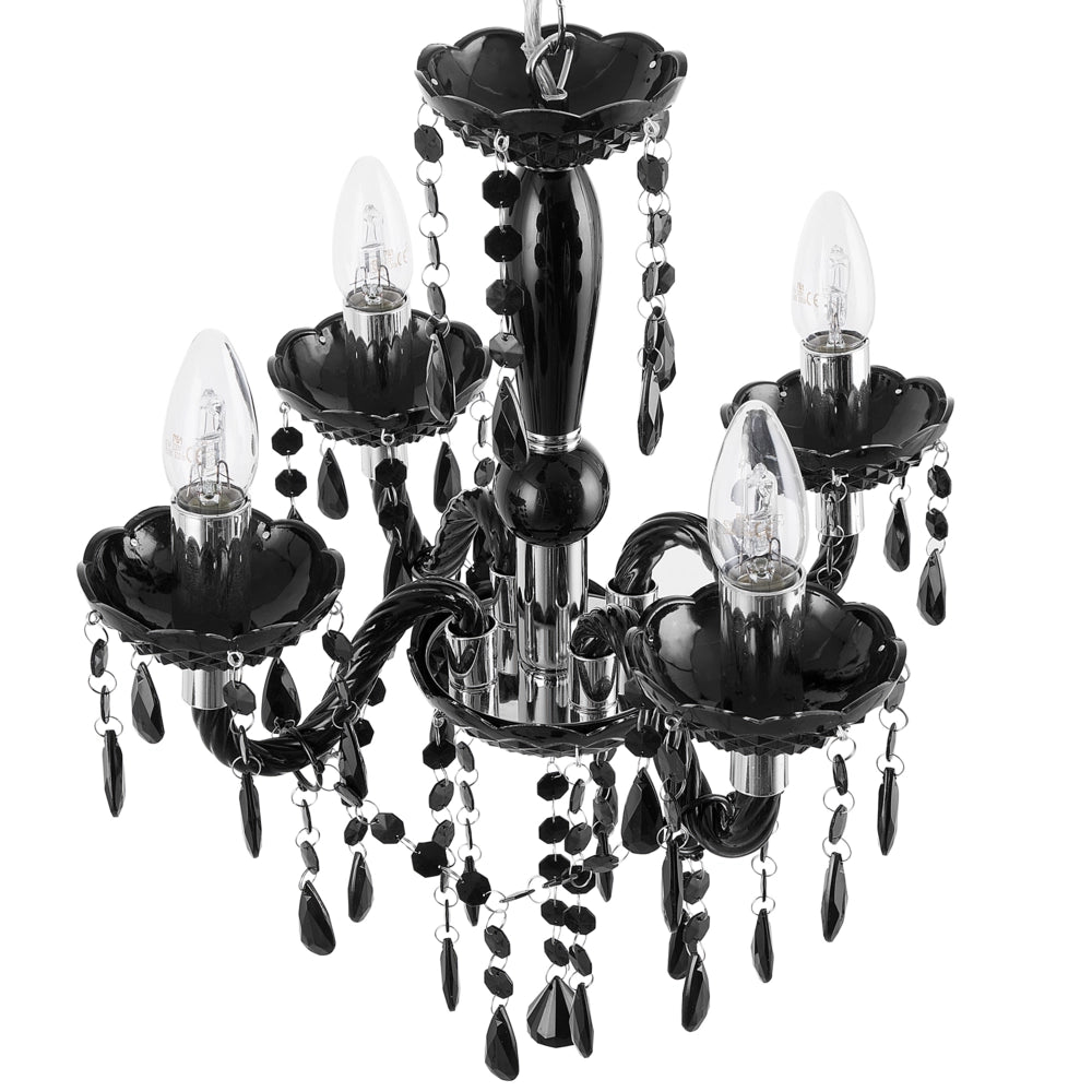Lampadario Nero con Cristalli 4 Luci Glam illuminazione moderna