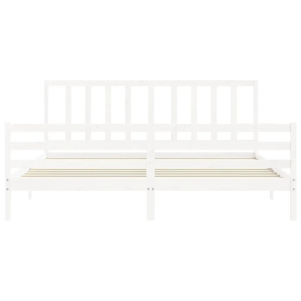 Giroletto senza Materasso-Struttura Letto Bianco 200x200 cm Legno Massello Pino 906794