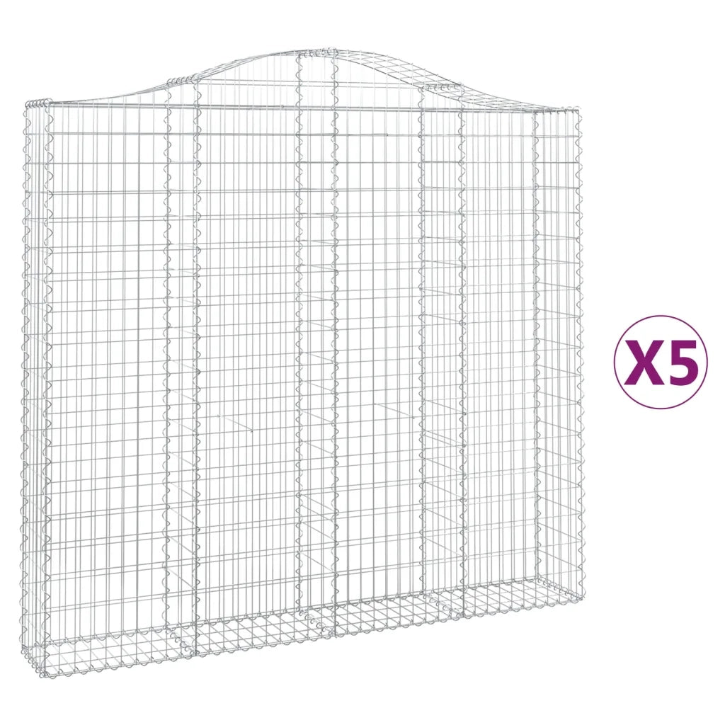 Cesti Gabbioni ad Arco 5 pz 200x30x180/200 cm Ferro Zincatocod mxl 99953