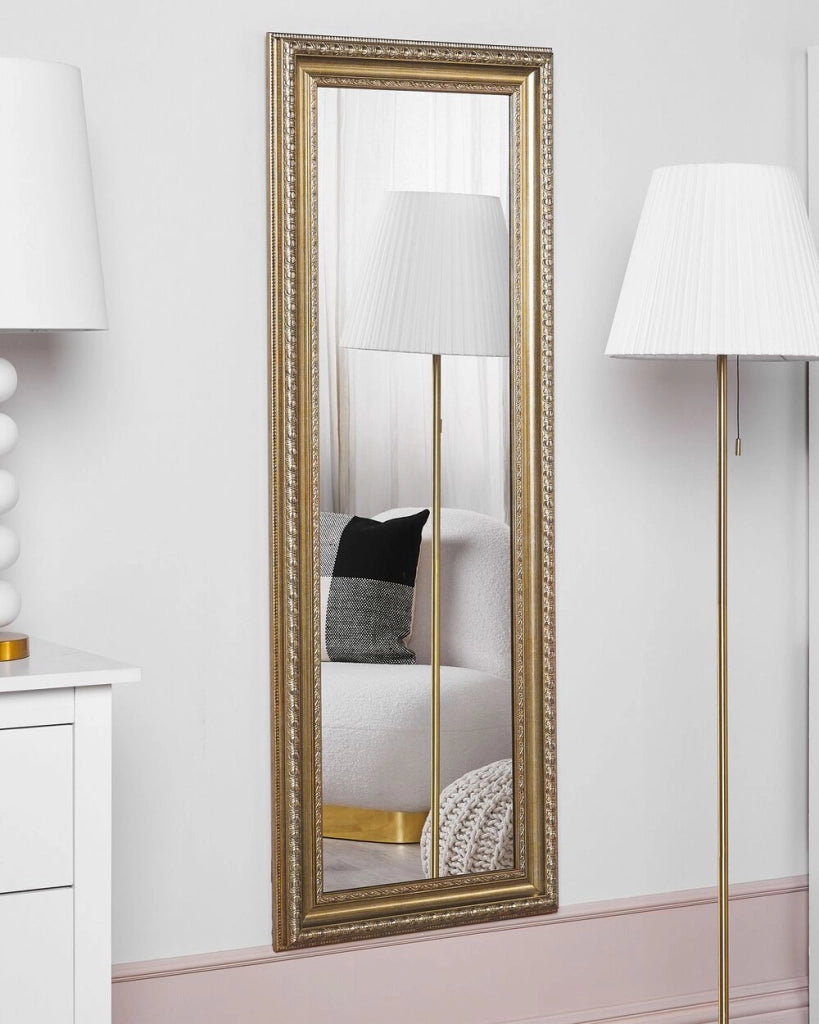 Specchio da terra dorato Argento 51 x 141 cm Cornice rettangolare Decorazione del pavimento Soggiorno Camera da letto Comò