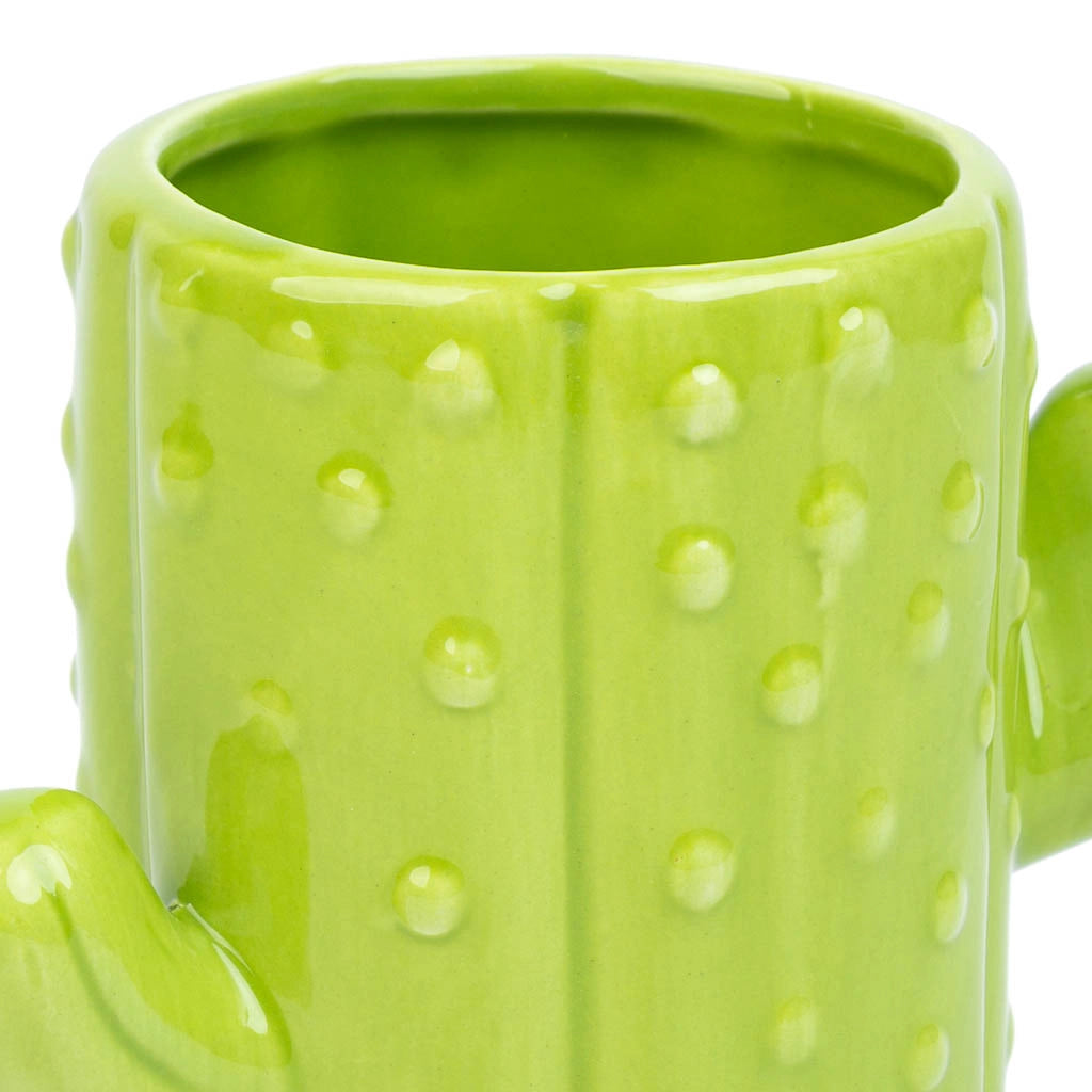 Portapenne cactus in ceramica verde 13,5x7,8x11h