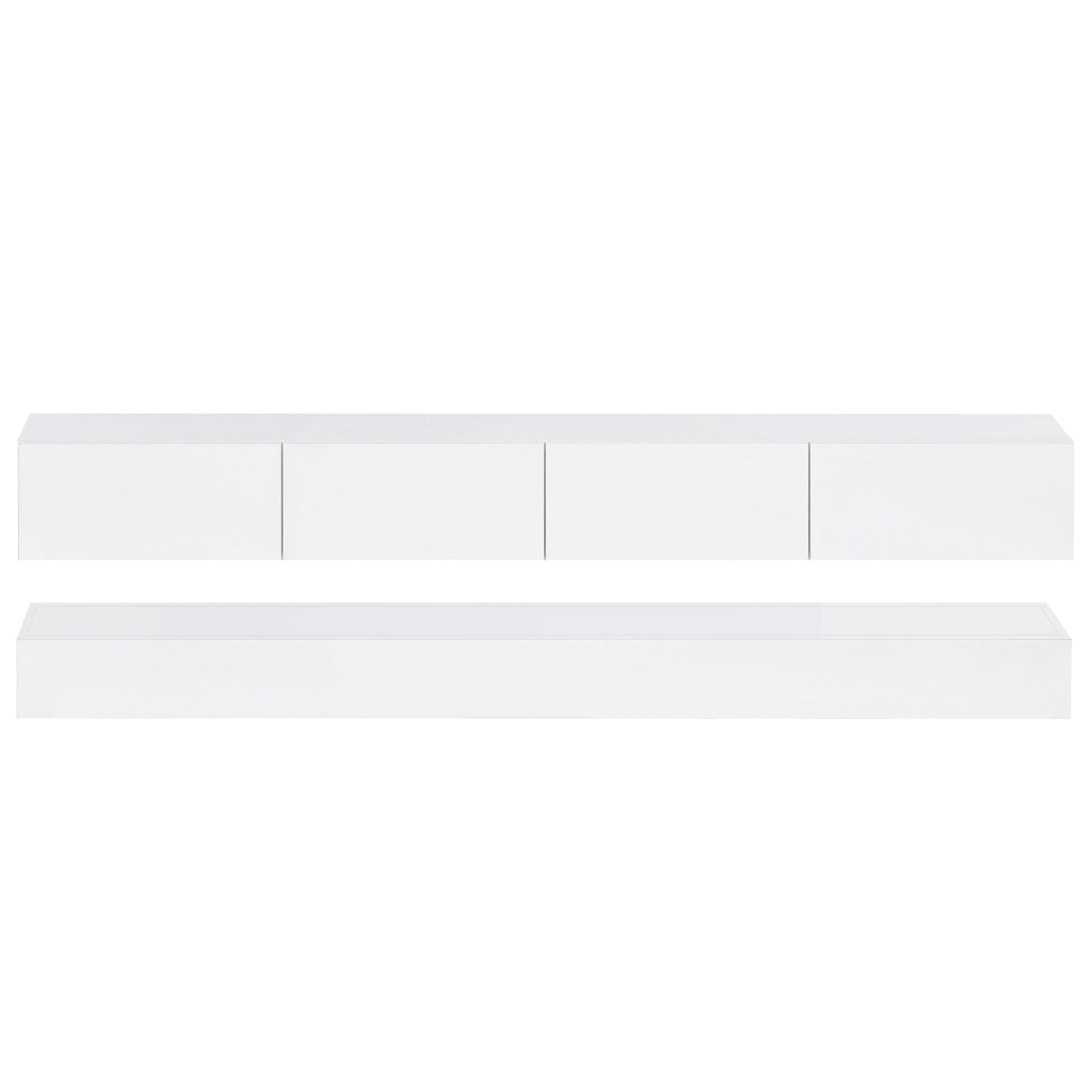Mobile TV sospeso LED in MDF bianco con 4 cassetti, 2 vani e controllo Bluetooth da app
