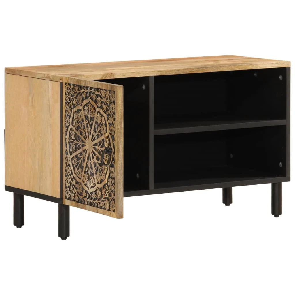 Mobile TV multimediale scaffale per televisione televisore buffet sala da pranzo soggiorno camera da letto 80 x 31 x 46 cm legno massello di mango marrone 02_0026230