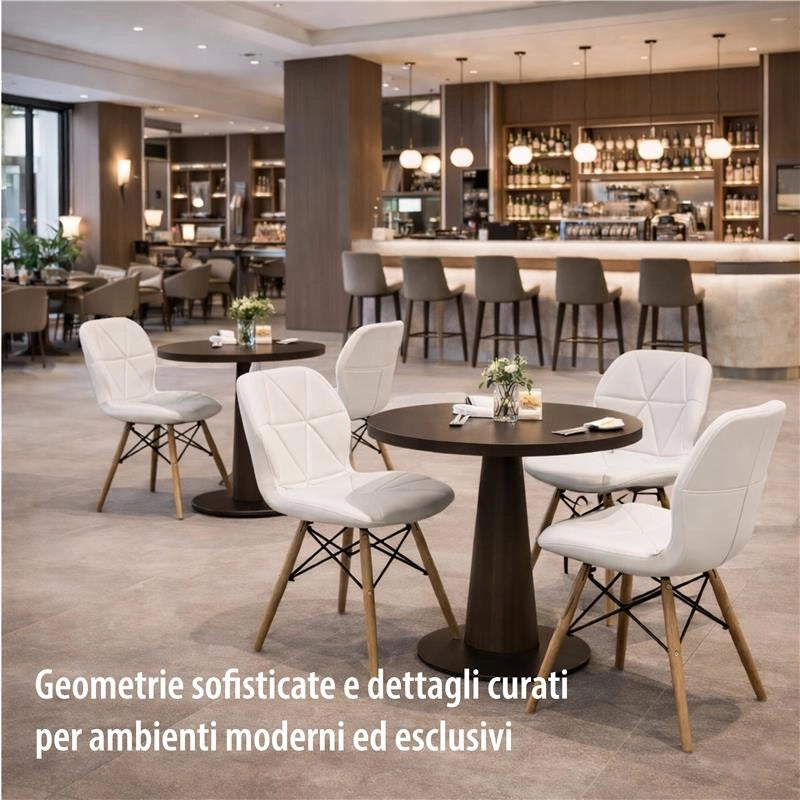 SET 6 SEDIE ANNAPOLIS MODERNA IN ECOPELLE E LEGNO BIANCA 41 X 49 X H71 CM