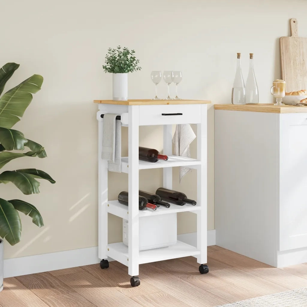 Carrello da Cucina-Scaffale per Cucina MONZA 48x40x88,5 cm in Legno Massello di Pino 733960