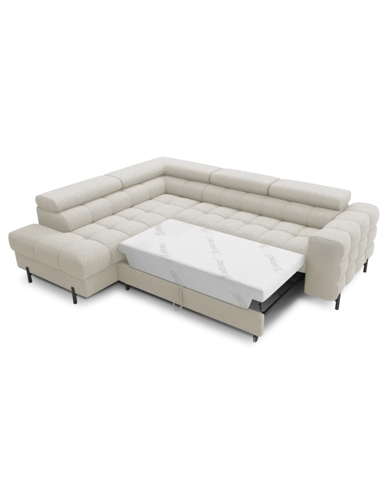 Divano ad angolo sinistro FERRUM Beige chiaro con contenitore 276x93x200cm