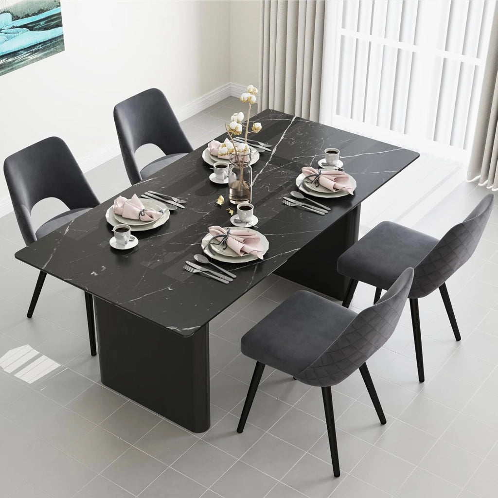 Set di 2 sedie per sala da pranzo, da cucina, per soggiorno, da pranzo, da bar, in velluto grigio, con schienale e gambe in metallo, 46 x 60 x 84 cm