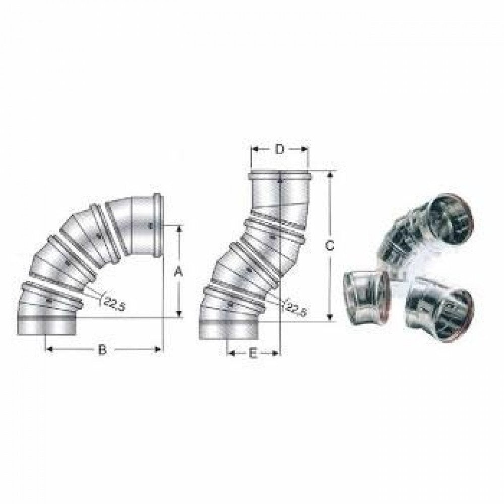 Inox mono parete aisi 316 curva girevole d.080 1