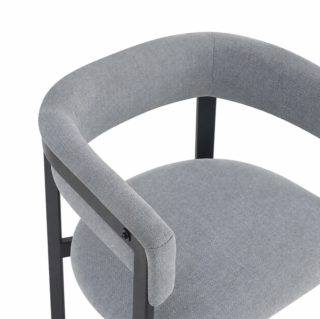 Set di 6 sedie da pranzo moderne in chenille grigio con schienale avvolgente