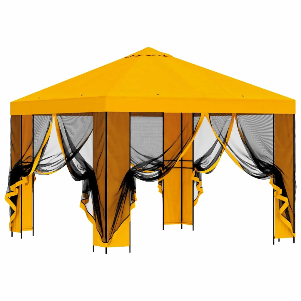 Gazebo da giardino con pareti laterali 3 x 3 m Giallo 900368