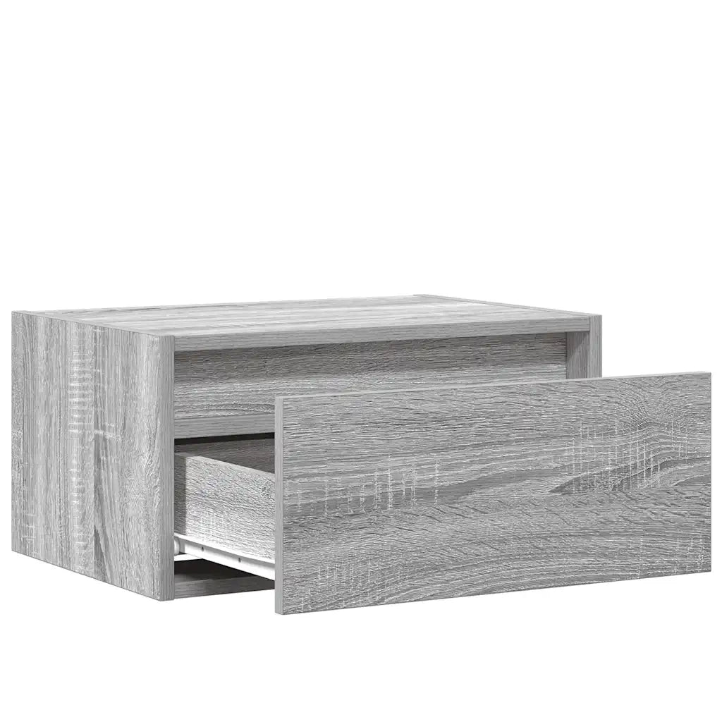Comodino a Parete con luci LED Grigio Sonoma 860221