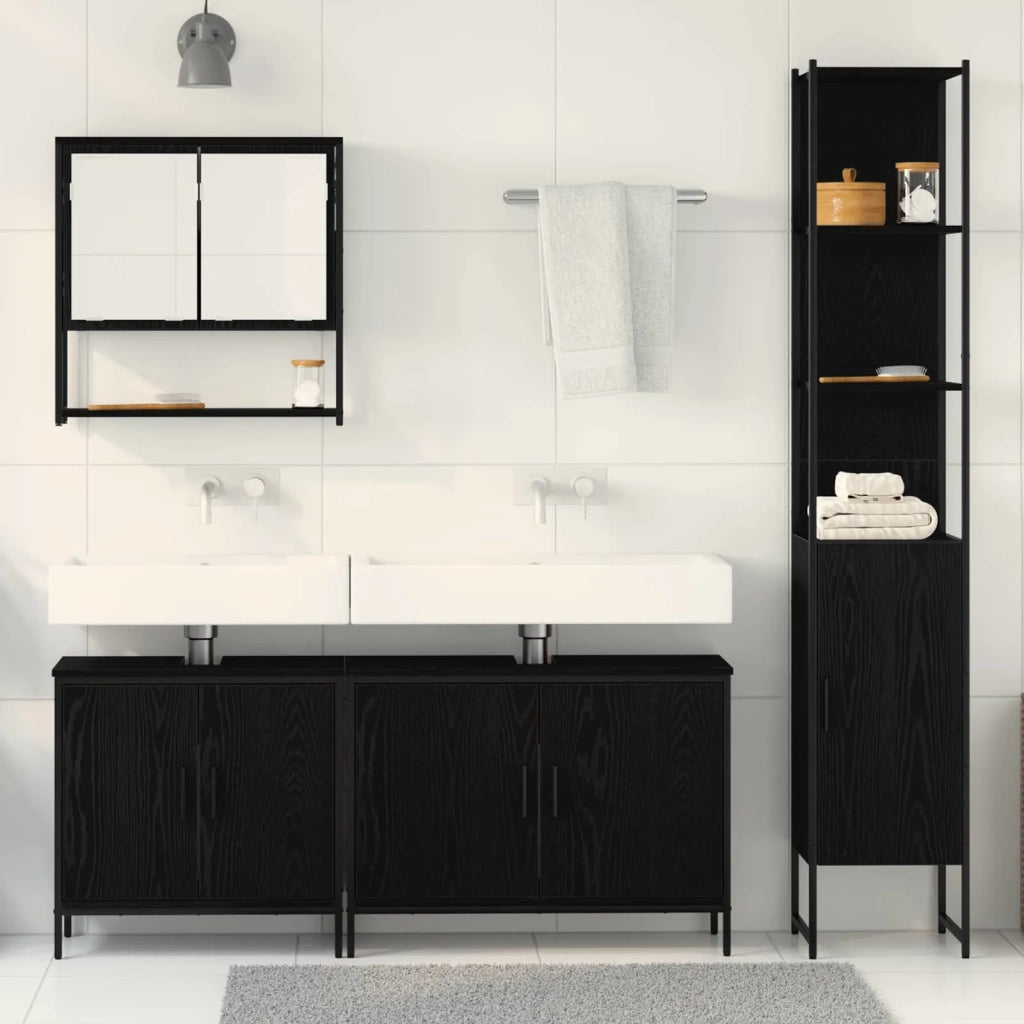 Set di mobili per il bagno 4 pcs Nero Legno multistrato 3334417