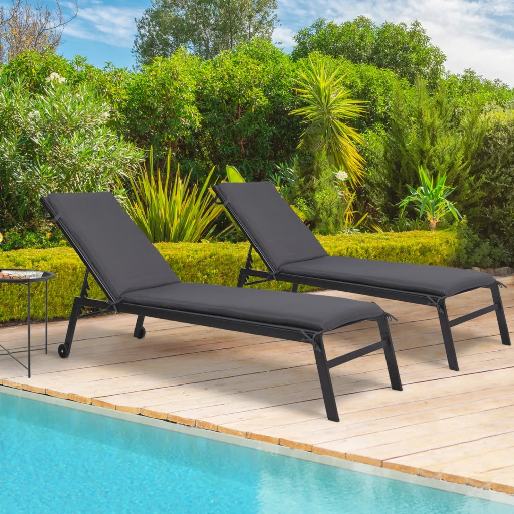 IDMarket - Set di 2 cuscini per sdraio 190 cm grigio antracite