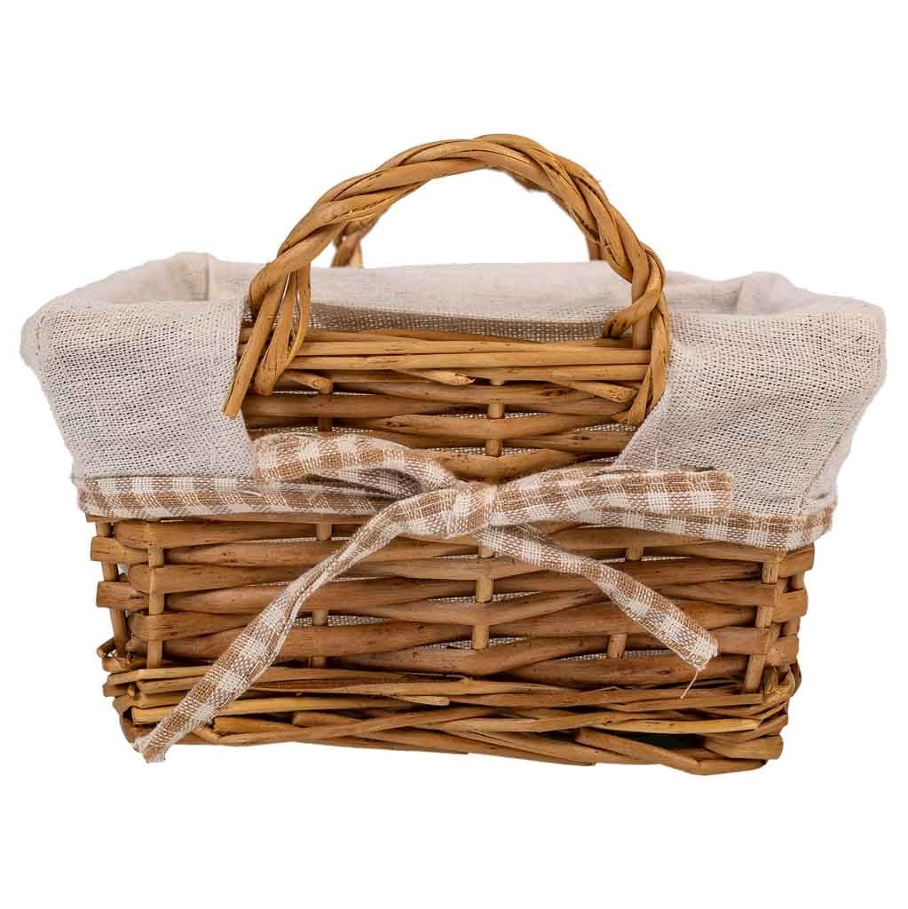Cestino porta pane in vimini foderato 20x20x10h cm