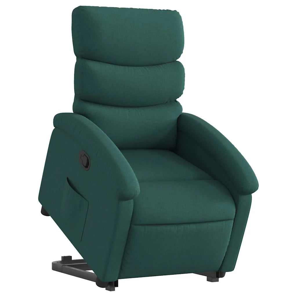Poltrona Alzapersona Reclinabile Verde Scuro in Tessuto 3203984