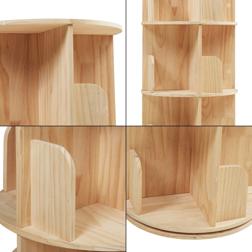 Libreria Girevole Chasek per Cameretta a 3 Livelli in Legno di Pino 95 x Ø44 cm [en.casa]