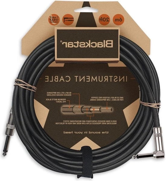 Cavo jack ¼ a 45° jack ¼ - 6 metri - per basso elettrico/chitarrista elettrico/chitarrista elettrico-acustico/tastiera/ampio