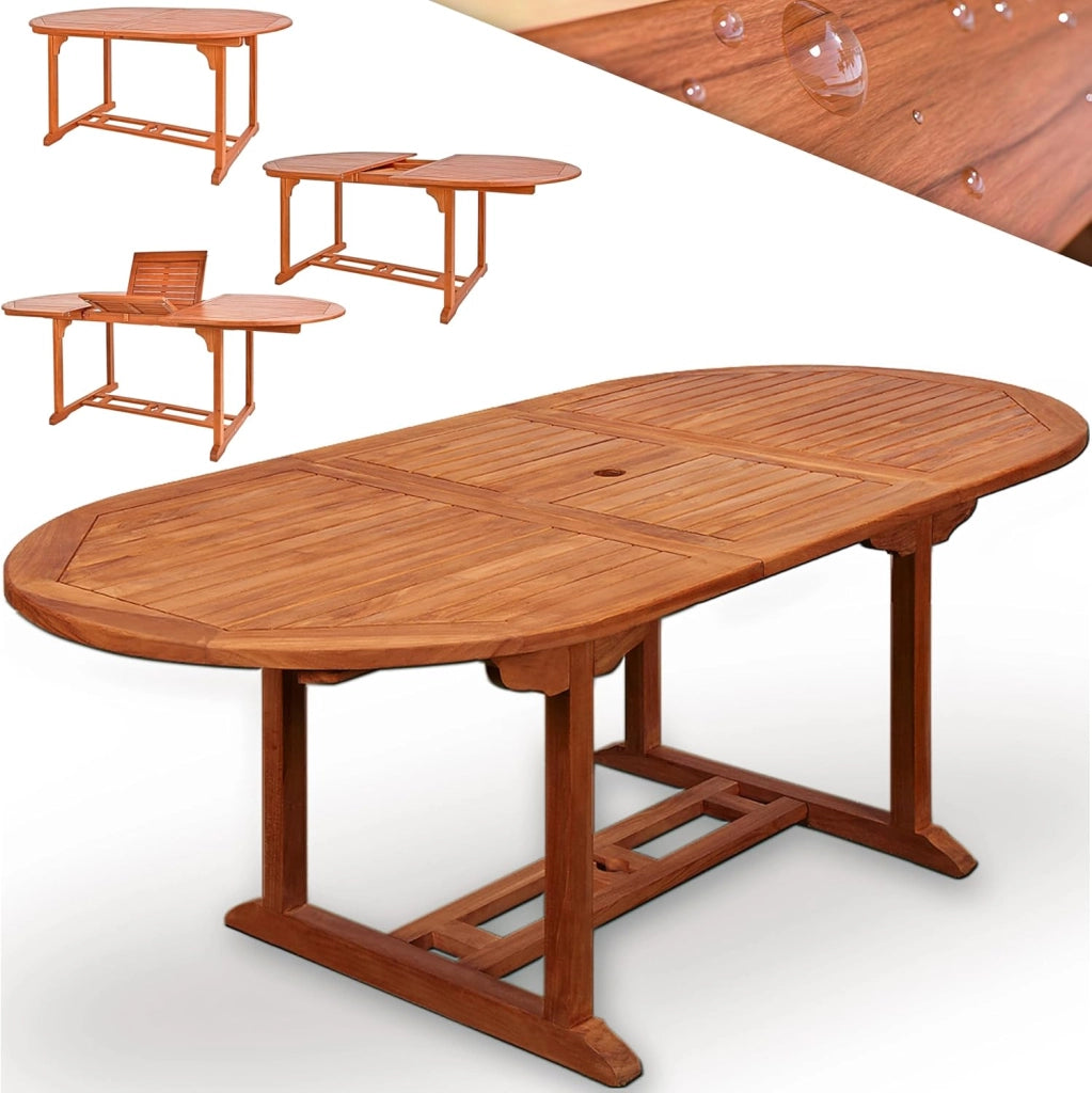 Casaria® Tavolo da Giardino Resistente Certificato FSC® Legno di Eucalipto 200x100cm Portata 160kg per Balcone Giardino Terrazza Balcone Esterno