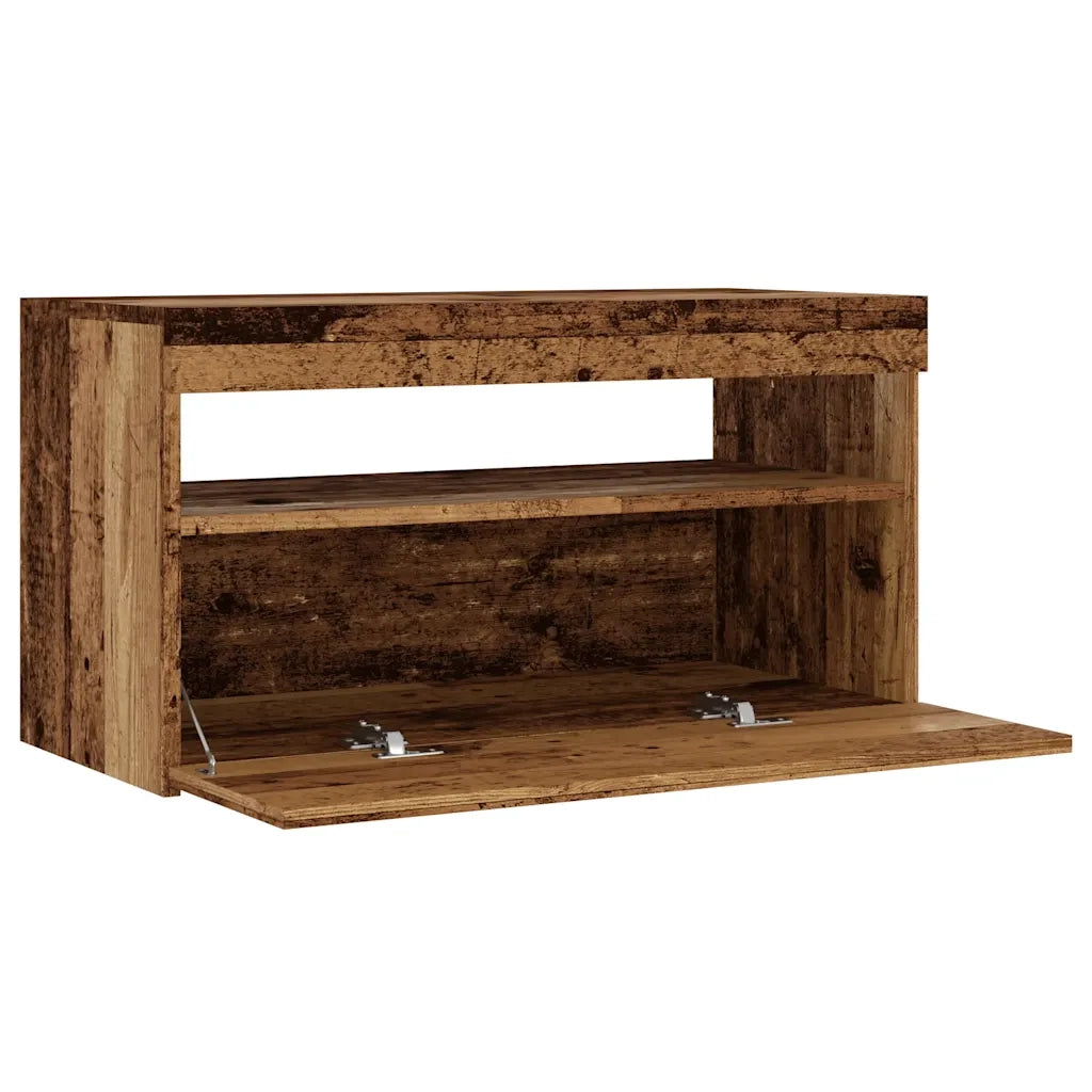 Mobile Porta TV con LED Legno Antico 75x35x40 cm Multistrato