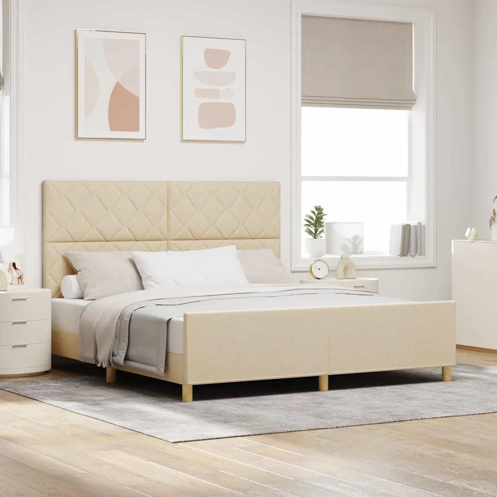 Struttura del letto con testiera Crema 180 x 200 cm Tessuto 3344828