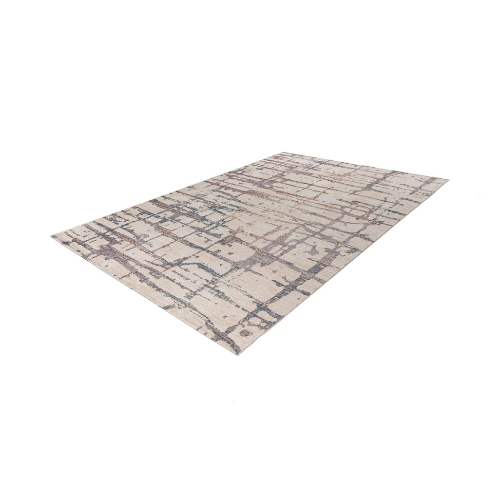 Tappeto moderno Jaka 325 in poliestere crema e multicolore