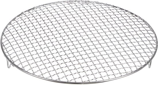 Griglia rotonda 33 cm, acciaio inossidabile 201, rete griglia a croce con gambe da 20 mm per cucinare, bollire e grigliare