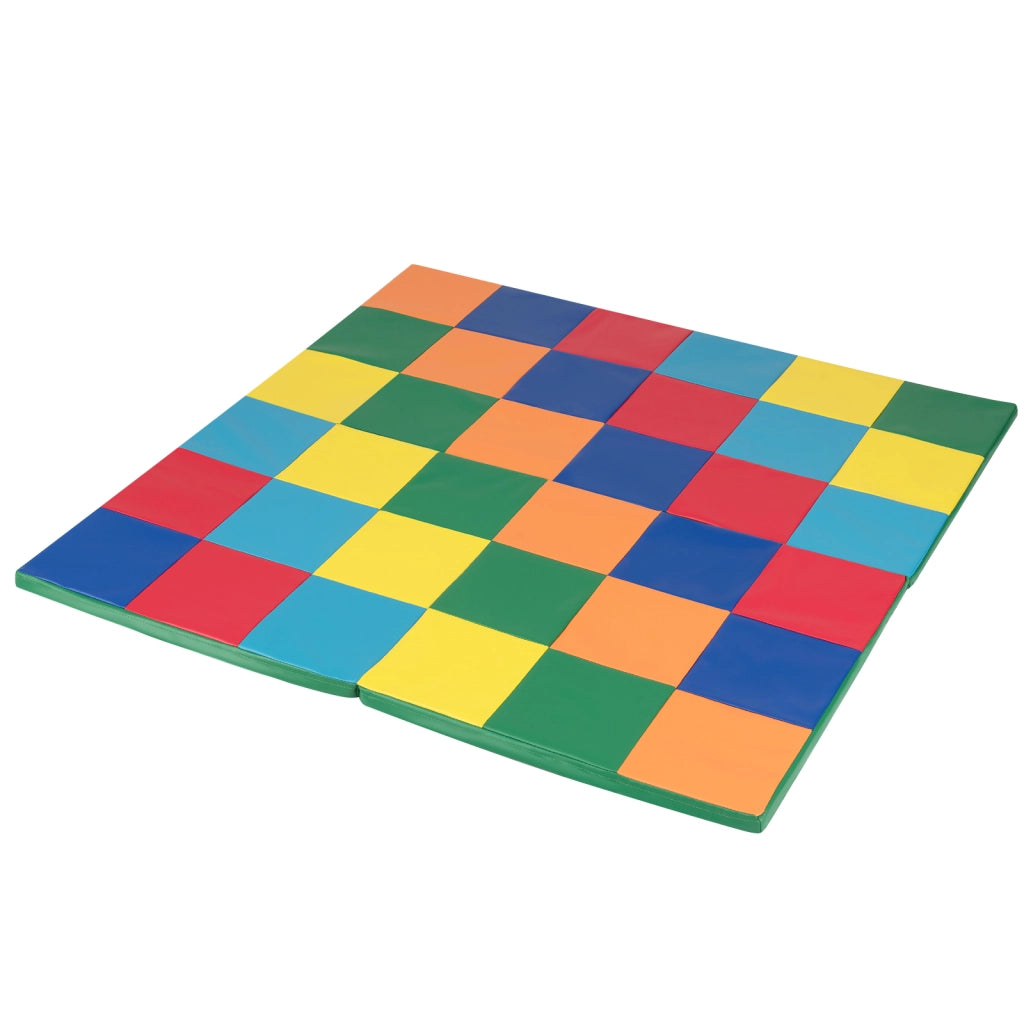 Tappetino attivit¨¤ patchwork per bambini pieghevole impermeabile, Tappetini da gioco set 2 pz 144x144cm Colorato