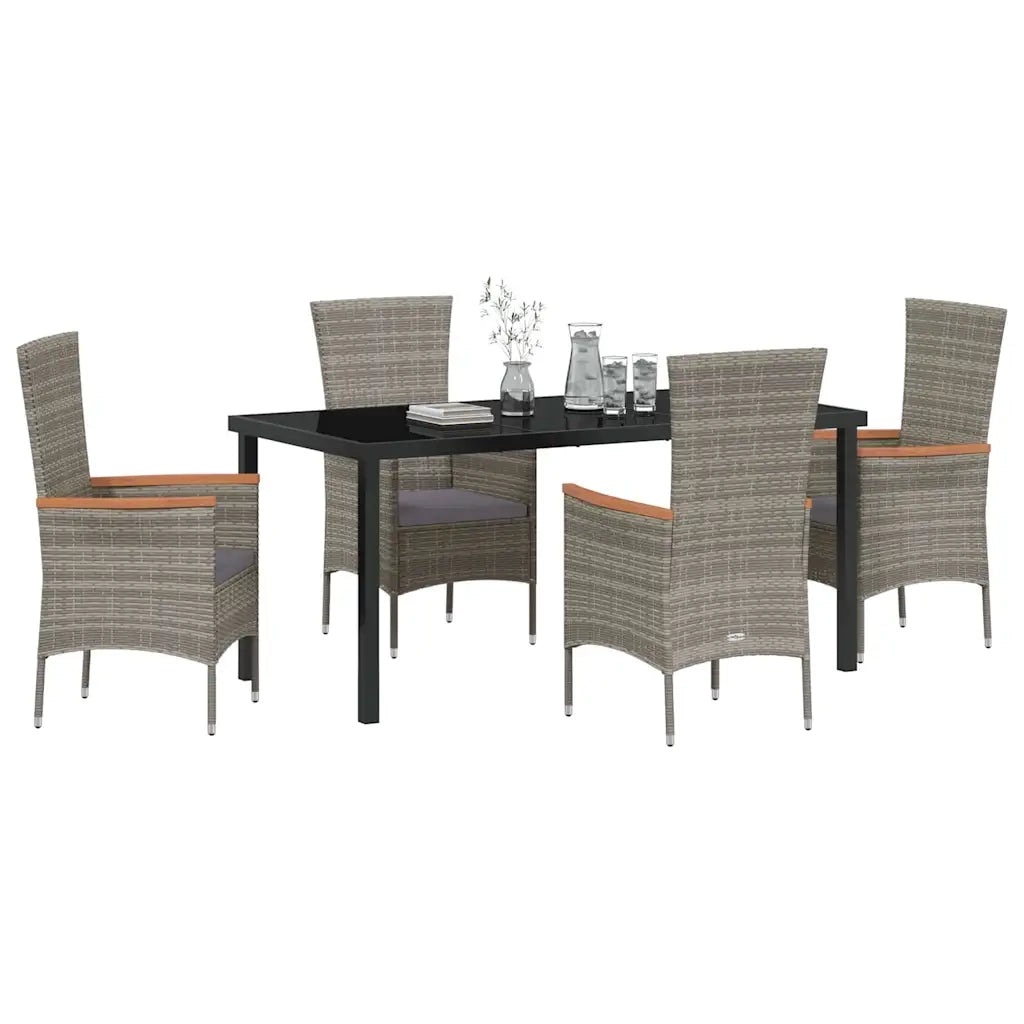 Set da Pranzo per Giardino con cuscino 5 pcs Grigio 3379432